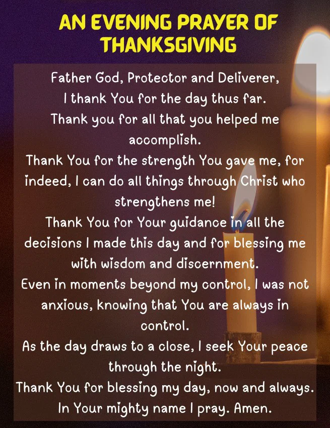 Evening Thanksgiving Prayer to God